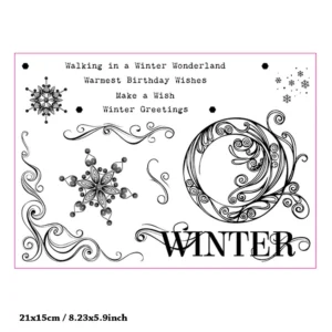Winter Greetings Snowflake Clear Stamp Set - detail view | clear stamp