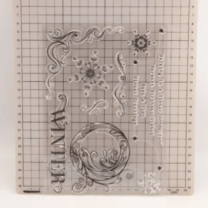 Winter Greetings Snowflake Clear Stamp Set - size chart | clear stamp