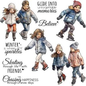 Winter Skating Kids Clear Stamps 00