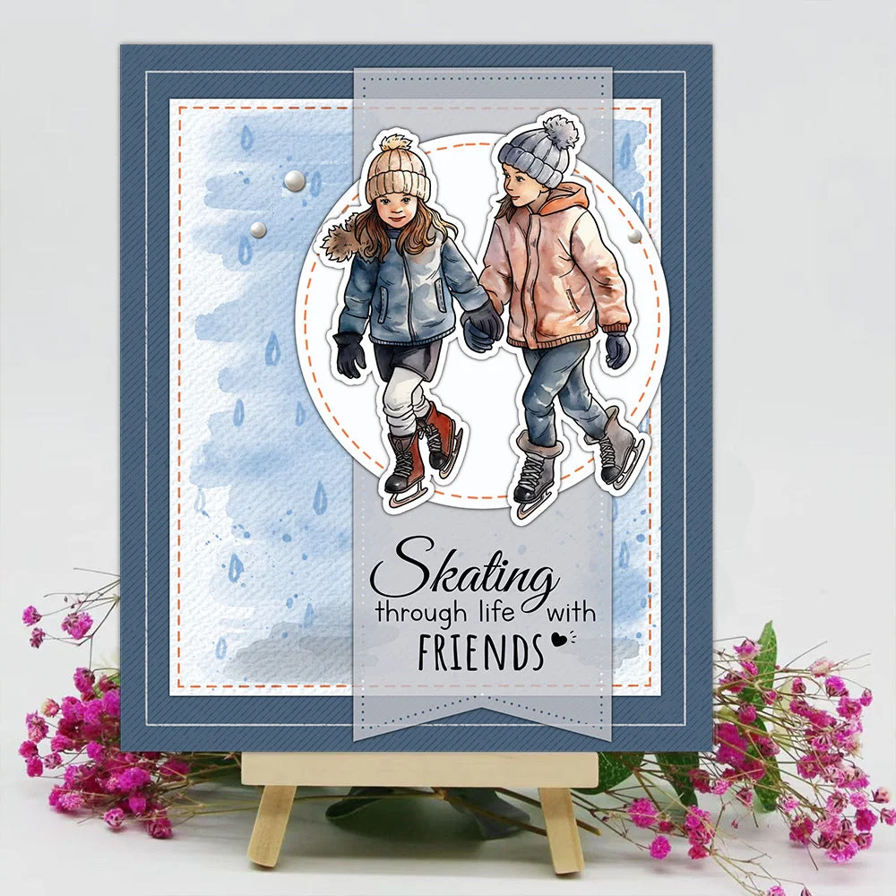 Winter Skating Kids Clear Stamps 01 Winter Skating Kids Clear Stamps 01