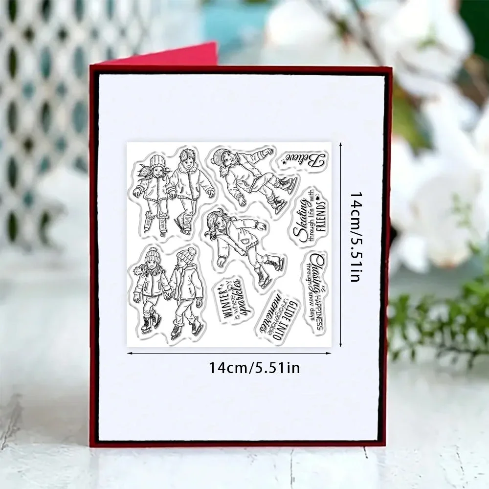 Winter Skating Kids Clear Stamps 02 Winter Skating Kids Clear Stamps 02