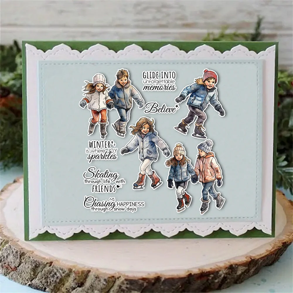 Winter Skating Kids Clear Stamps 04 Winter Skating Kids Clear Stamps 04