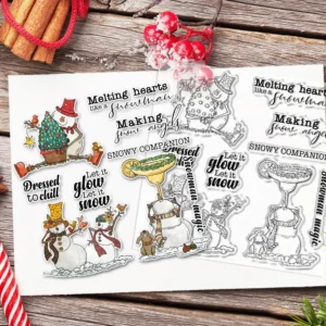 Sumflying Winter Snowman Snowflake Hat Clear Stamps Winter Snowman Clear Stamps 04