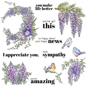 Sumflying Wisteria Flowers Purple Hanging Clear Stamps