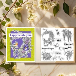 Sumflying Wisteria Flowers Purple Hanging Clear Stamps Wisteria Flowers Clear Stamps 03