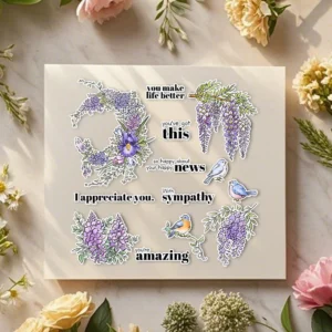 Sumflying Wisteria Flowers Purple Hanging Clear Stamps Wisteria Flowers Clear Stamps 04