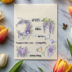 Sumflying Wisteria Flowers Purple Hanging Clear Stamps Wisteria Flowers Clear Stamps 06