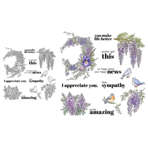 Sumflying Wisteria Flowers Purple Hanging Clear Stamps Wisteria Flowers Clear Stamps 07