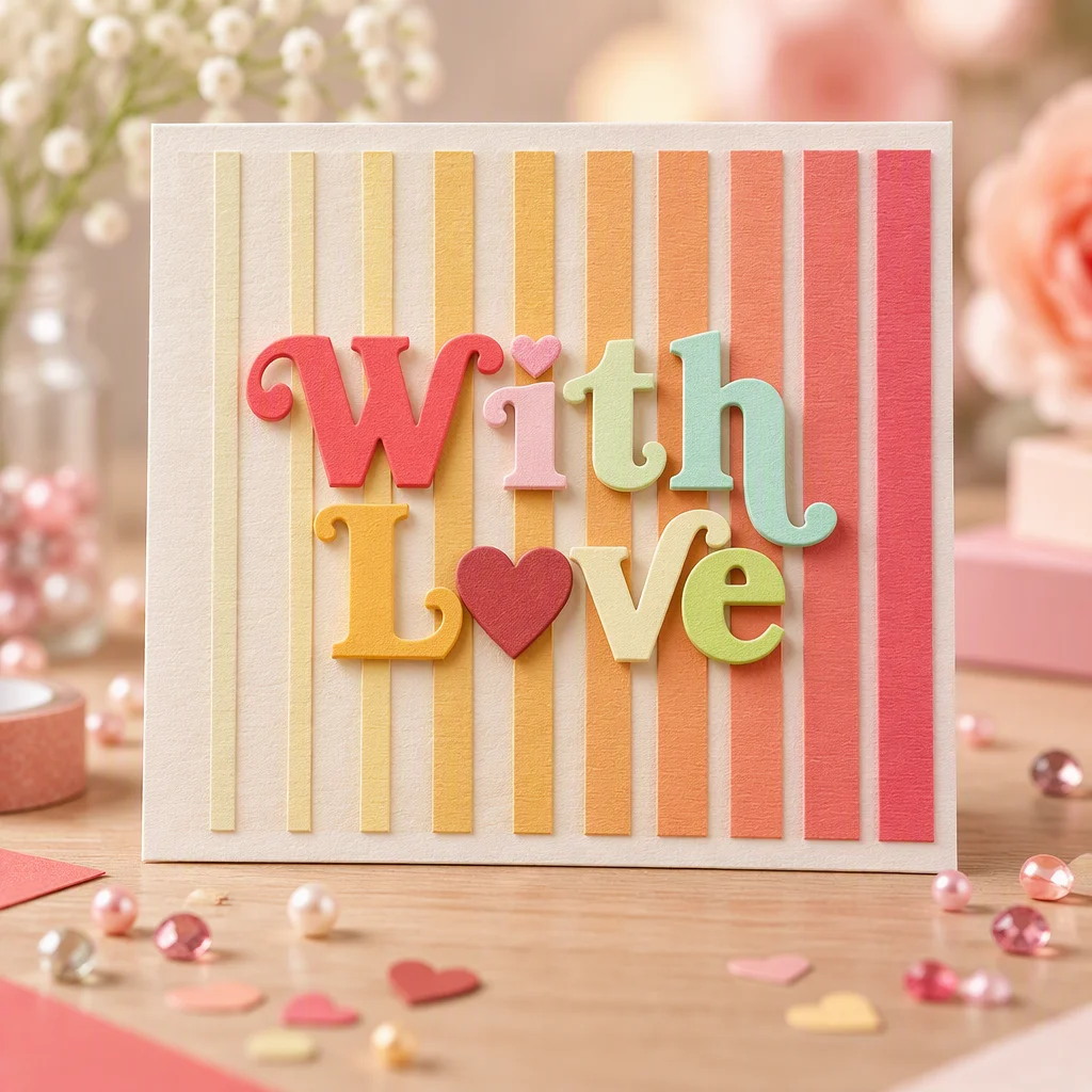 Sumflying "With Love" Words Metal Cutting Dies With Love Colorful Letters Card Realistic 01