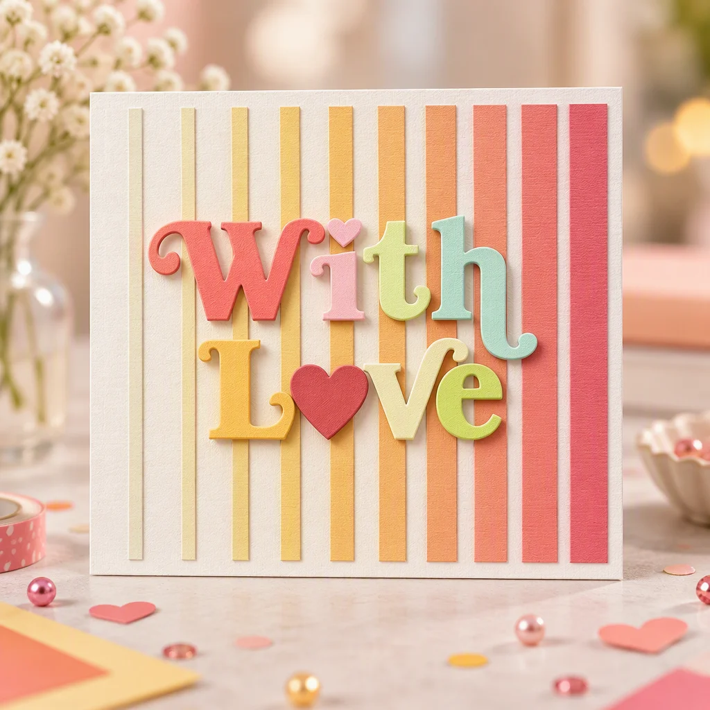 Sumflying "With Love" Words Metal Cutting Dies With Love Colorful Letters Card Realistic 02